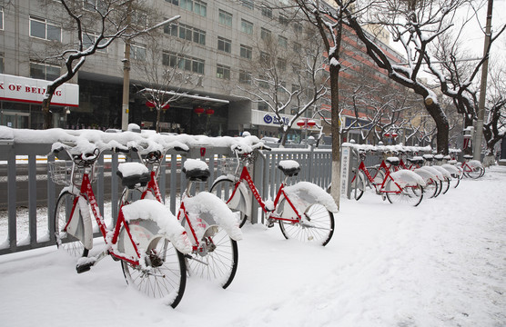 北京街道雪景