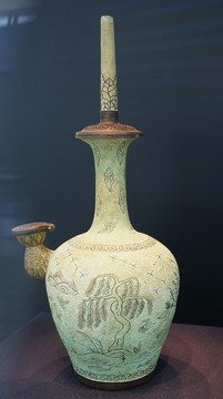 高丽时期青铜入丝蒲柳水禽净瓶