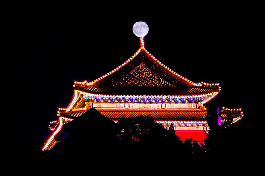 北京天安门城楼夜色