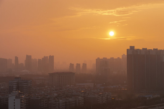 城市日出