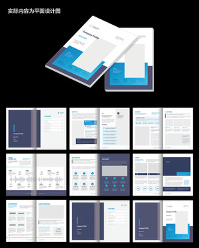 蓝色大气AI画册设计模板