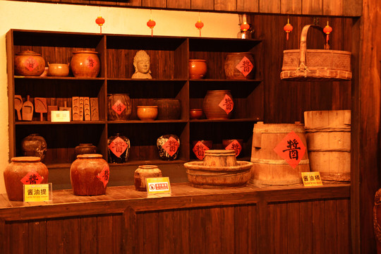 传统酱油铺柜台