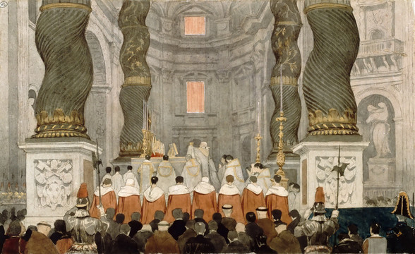 让·奥古斯特·多米尼克·安格尔罗马圣彼得大教堂的教皇弥撒