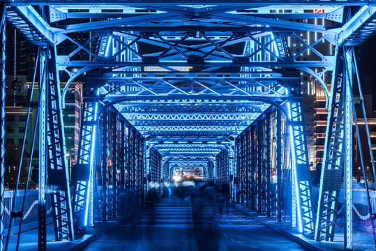 兰州黄河第一桥中山桥夜景