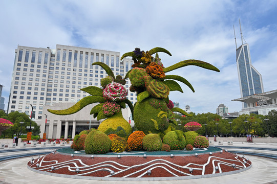 上海人民广场节日景观花坛