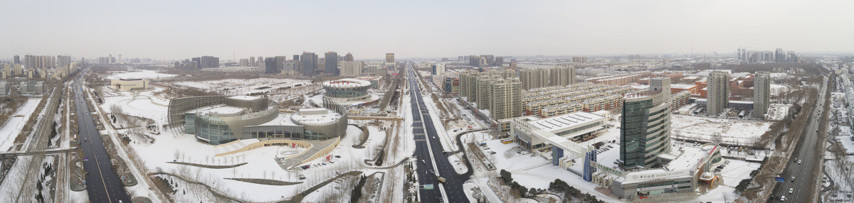 德州大剧院体育馆航拍雪景