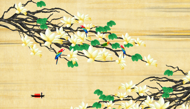 花鸟背景墙