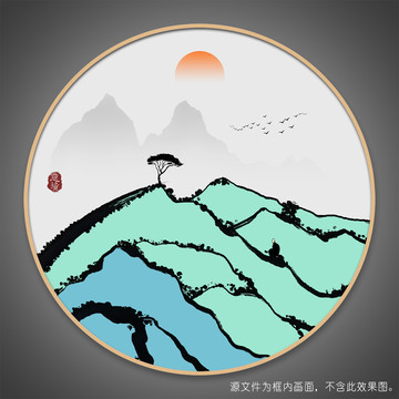 抽象意境水墨山水画