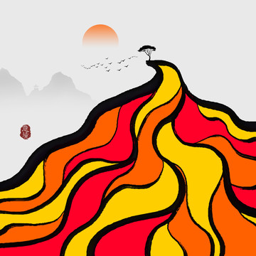 抽象意境水墨画