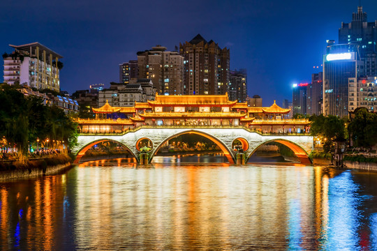 成都南河安顺廊桥夜景