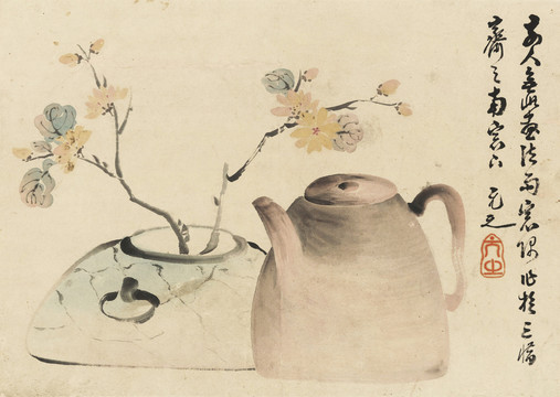 姚元之茶壶和插花
