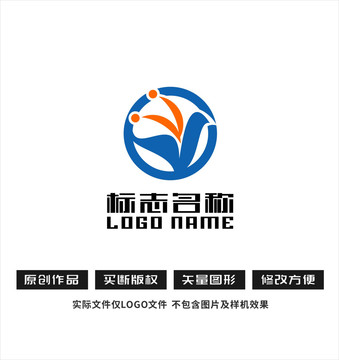 G字母标志飞鸟花卉科技logo