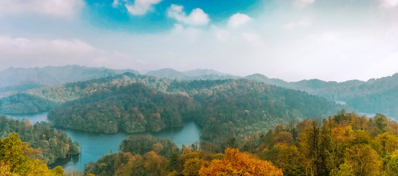 秋天铜锣坝原始森林景观