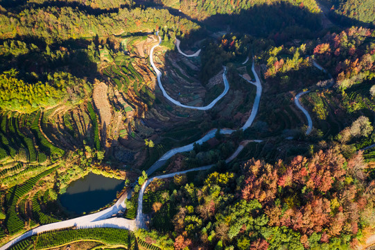 航拍山区盘山公路