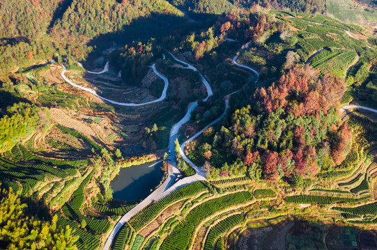 航拍山区盘山公路