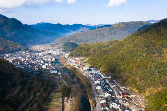 航拍四明山村庄