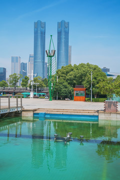 江西南昌市秋水广场城市建筑风光