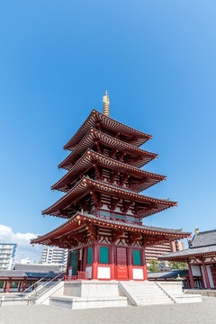 大阪四天王寺中心伽蓝宝塔建筑