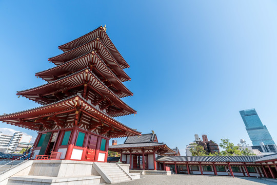 大阪四天王寺中心伽蓝宝塔建筑