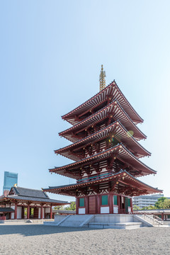大阪四天王寺中心伽蓝宝塔建筑