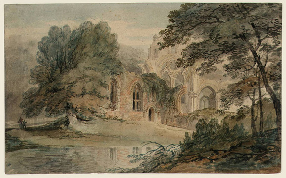 约瑟夫·马洛德·威廉·透纳池塘旁的废墟修道院