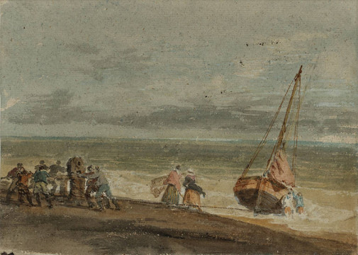 约瑟夫·马洛德·威廉·透纳渔民通过绞盘拖拉船
