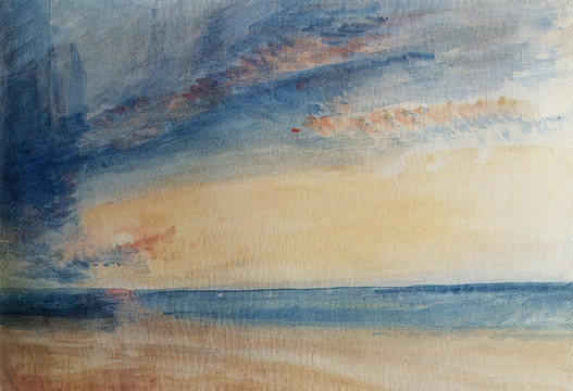 约瑟夫·马洛德·威廉·透纳在平静的海面太阳低云