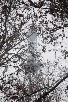 雾霾下的铁塔
