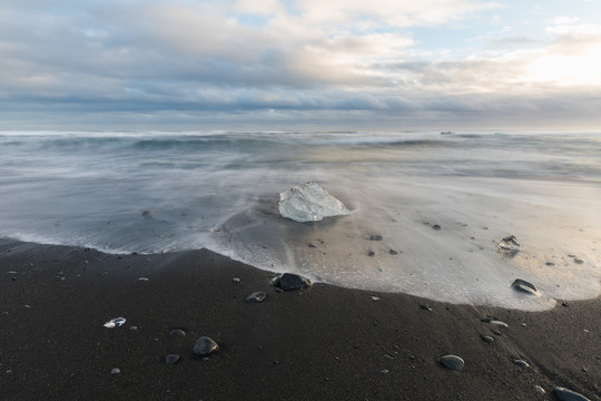 冰岛冬季钻石沙滩自然景观