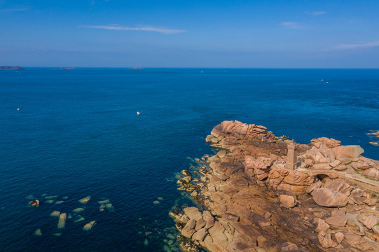 法国布列塔尼玫瑰海岸航拍风景