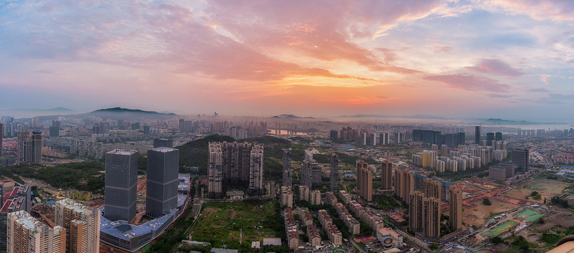 福建厦门思明区日落全景图