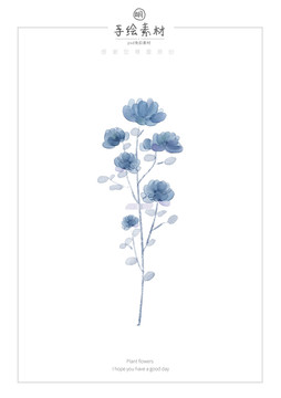 蓝色水彩花束
