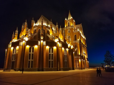 东正教堂夜景灯光