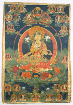 五世达赖喇嘛·阿旺罗桑嘉措古唐卡佛像