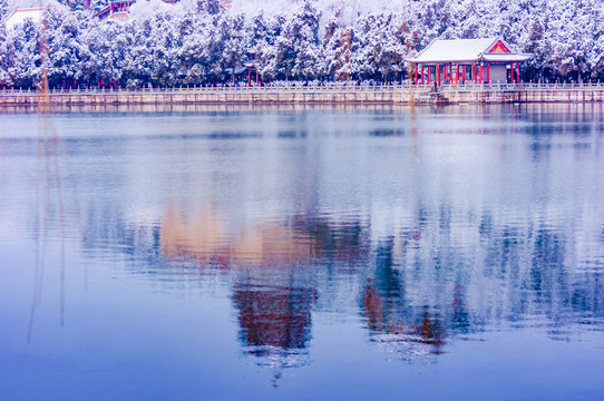 雪后的佛香阁倒影