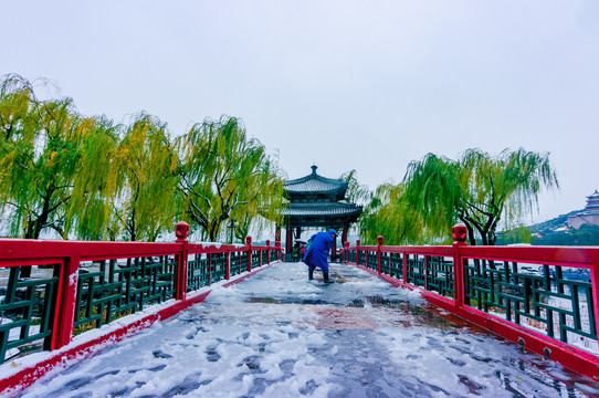 雪后颐和园知春亭