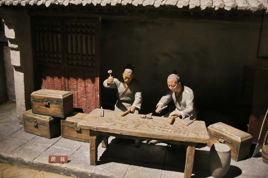 古代造币泥塑搓钱
