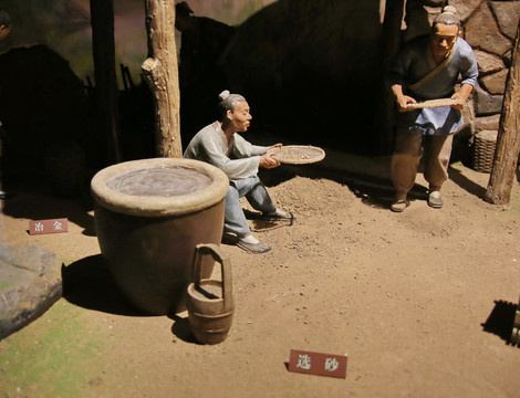 古代造币泥塑选砂