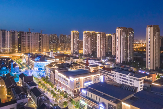 鸟瞰济南印象夜景