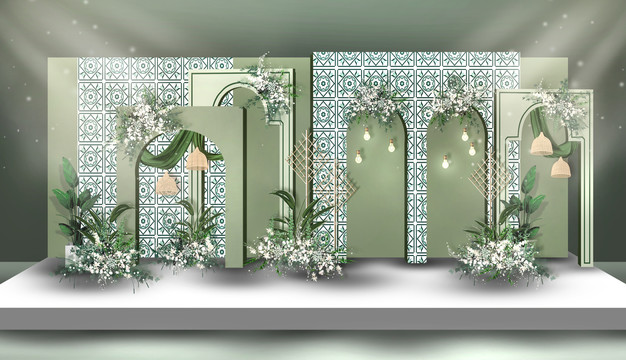 绿色摩洛哥风婚礼舞台