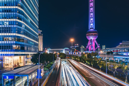 上海街景夜景