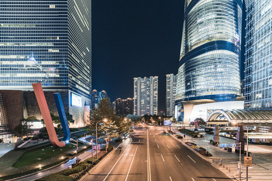 上海浦东陆家嘴金融中心夜景