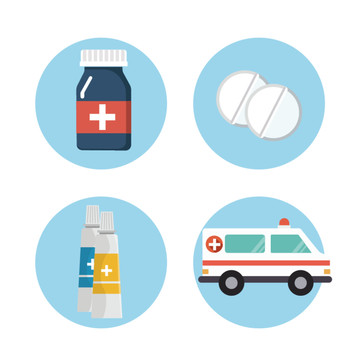 药品救护车医疗卫生元素