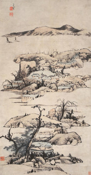 朱耷清八大山人仿倪山水