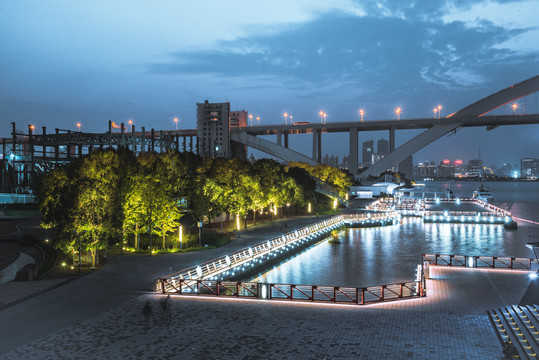 上海卢浦大桥夜景建筑