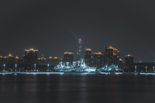 上海夜景城市风景卢浦大桥