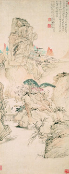 石涛细雨虬松图
