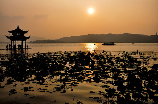 杭州西湖夕阳
