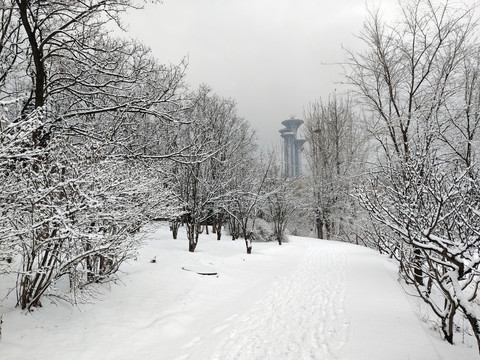 北京奥林匹克森林公园雪景