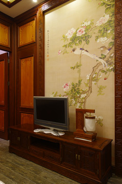 红木电视背景墙
